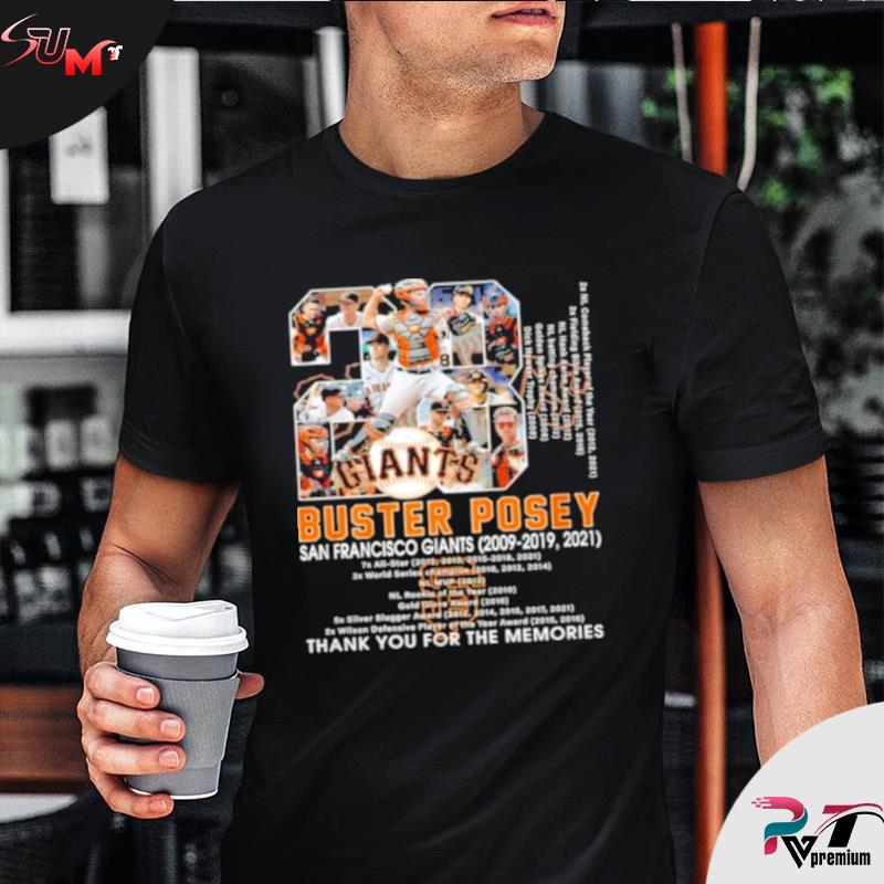 28 Buster Posey San Francisco Giants 2009 2021 thank you for the memories  signature shirt, hoodie, sweater, long sleeve and tank top