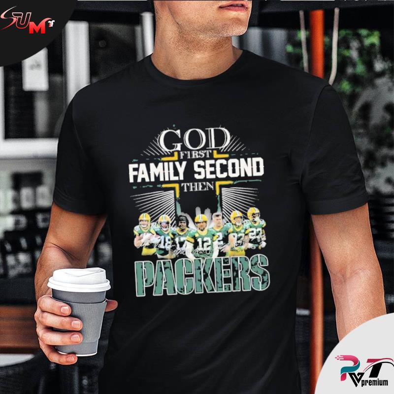 Green Bay Packers Shirt God First Family Second - High-Quality Printed Brand