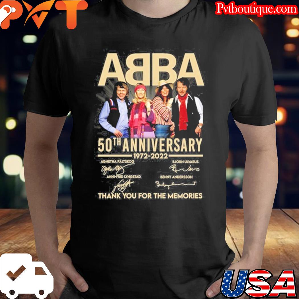Abba 50th anniversary 1972 2022 signature thank you for the memories shirt