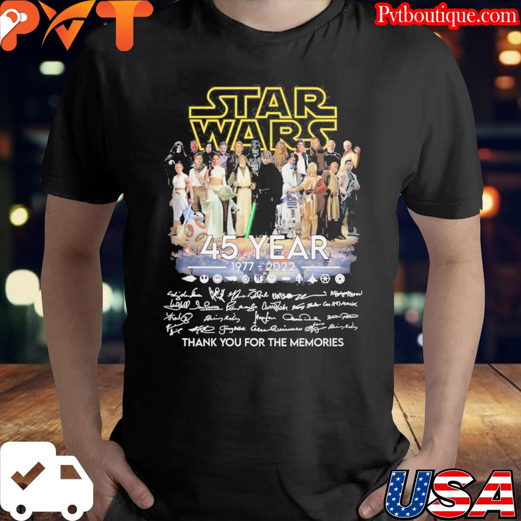 Star wars 45 year 1977 2022 signature thank you for the memories shirt